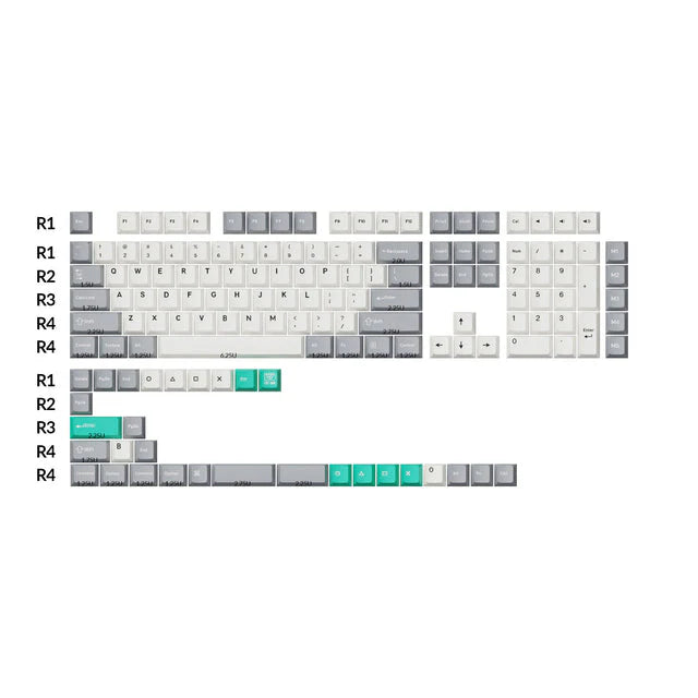 Keychron Gray White Mint Keycaps
