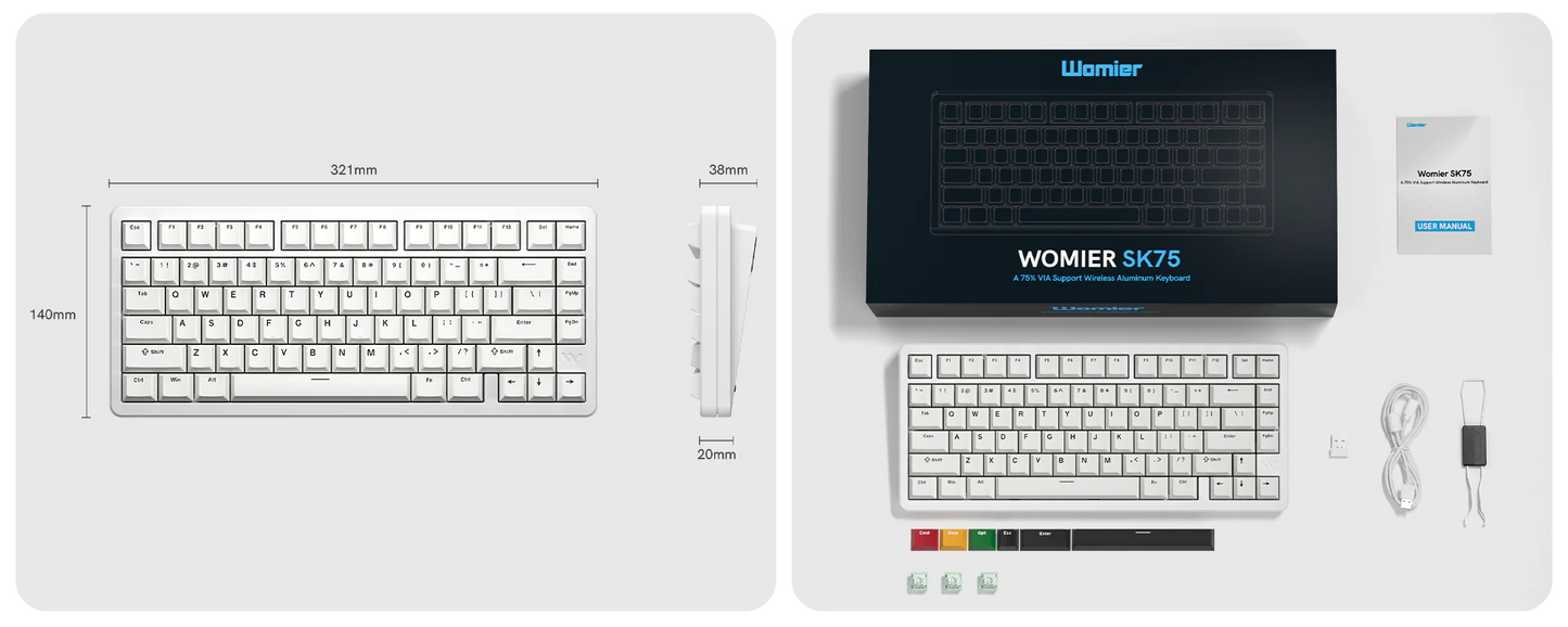 WOMIER SK75 75% WIRELESS ALUMINUM KEYBOARD